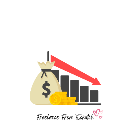 a graph of money with a dollar sign and a red arrow