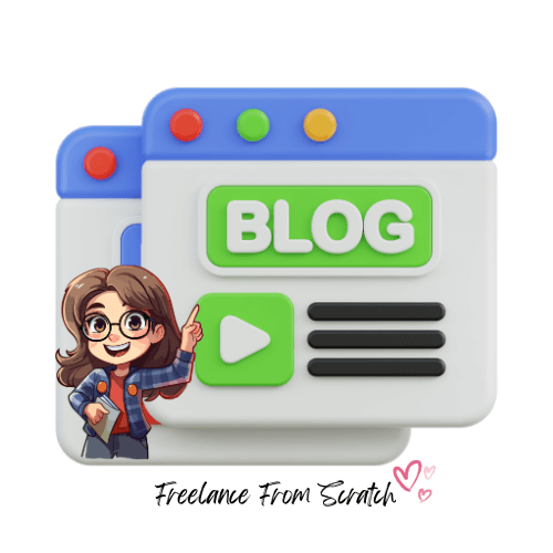 a cartoon of a girl pointing at a blog easy blogging steps